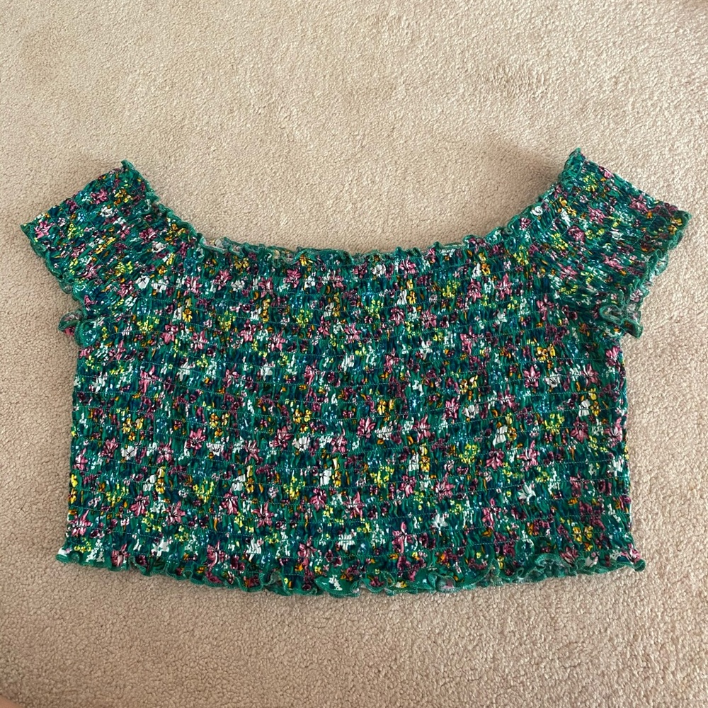 Floral off the shoulder crop top